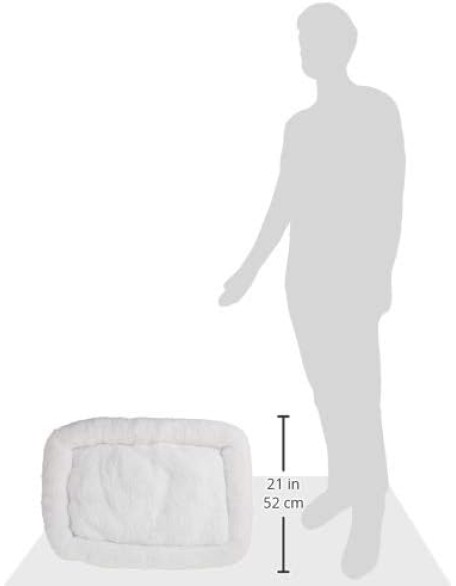 Long Rich HCT ERE-001 Super Soft Sherpa Crate Cushion Dog and Pet Bed, White, By Happycare Textiles, Standard style, 24 x 18 inches