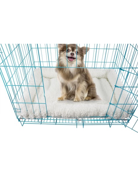 Long Rich HCT ERE-001 Super Soft Sherpa Crate Cushion Dog and Pet Bed, White, By Happycare Textiles, Standard style, 24 x 18 inches