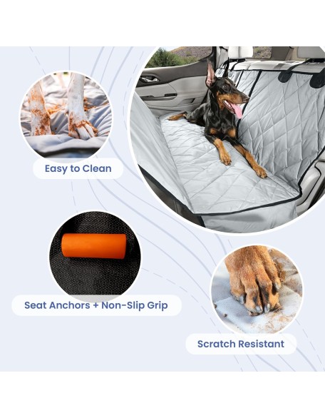 Dog Seat Cover with Hammock for Fold Down Rear Bench Seat 60/40 Split and Middle Seat Belt Capable - Heavy Duty - Black Regular - for Cars, SUVs, and Small Trucks - USA Based Company