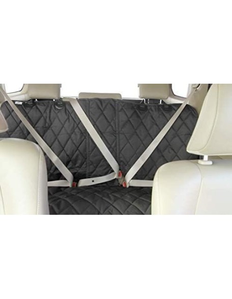 Dog Seat Cover with Hammock for Fold Down Rear Bench Seat 60/40 Split and Middle Seat Belt Capable - Heavy Duty - Black Regular - for Cars, SUVs, and Small Trucks - USA Based Company