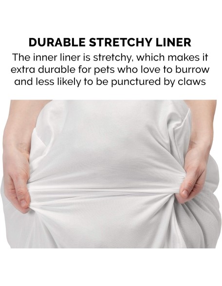 Soft & Cozy Dog Bed for Large Dogs, Refillable w/ Removable Washable Cover & Liner, For Dogs Up to 95 lbs - Plush Faux Fur Bean Bag Style Ball Bed - Gray Mist, XL/Jumbo