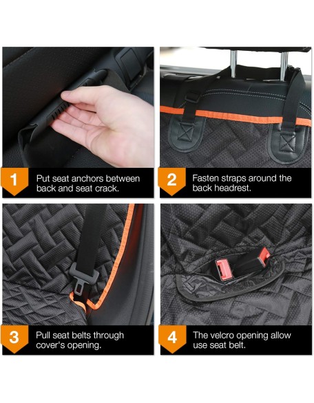 Bench Dog Seat Cover, Oxford Cloth Vehicle Seat Cover for Car/SUV/Small Truck, Universal Fit, Black, Waterproof, Heavy Duty, Nonslip, Machine Washable