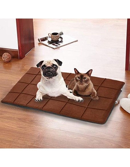 Dog Bed Mat Comfortable Soft Cat Dog Sofa Cushion Washable Pet Nest Kennel Pad Cat Dog Bed Blankets four Seasons Universal Suitable for Large Medium and Small Dogs to Sleep (Brown,S)