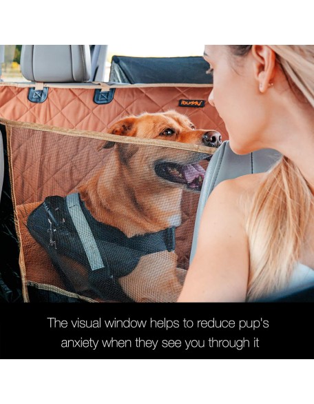 Dog Car Seat Cover Waterproof Dog Seat Cover for Back Seat with Mesh Window,Stain Resistant Dog Car Hammock, Nonslip Car Seat Covers for Dogs, Pet Car Seat Cover for Car/SUVs/Trucks