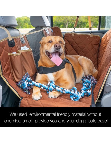 Dog Car Seat Cover Waterproof Dog Seat Cover for Back Seat with Mesh Window,Stain Resistant Dog Car Hammock, Nonslip Car Seat Covers for Dogs, Pet Car Seat Cover for Car/SUVs/Trucks