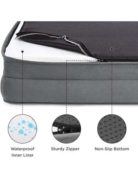 Orthopedic Dog Bed for Medium Dogs - Waterproof Dog Sofa Beds Medium, Supportive Foam Pet Couch Bed with Removable Washable Cover, Waterproof Lining and Nonskid Bottom, Grey