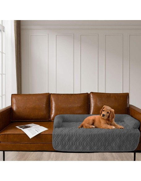 Pet Dog Bed Coral Fleece Furniture Cover with Anti-slip Back Suitable for Bed and Sofa Super Soft (Large-46 x30, Grey)