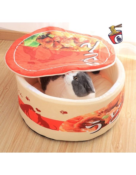 Noodle Dog Bed Cat Bed Pet Sofa,Keep Warm and Super Soft Creative Pet Nest,Waterproof Bottom Round Pet Bed for Small Cats and Small Dogs Removable Washable Cushion (Braised Beef Noodles)