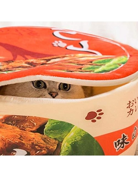 Noodle Dog Bed Cat Bed Pet Sofa,Keep Warm and Super Soft Creative Pet Nest,Waterproof Bottom Round Pet Bed for Small Cats and Small Dogs Removable Washable Cushion (Braised Beef Noodles)