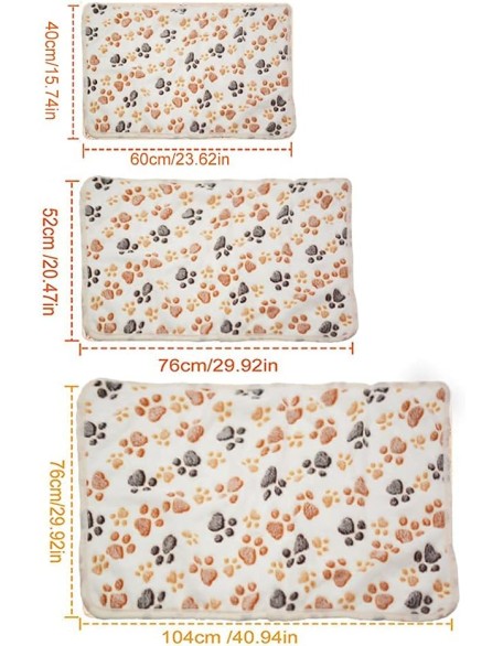 1 Pack 3 Puppy Dog Blankets Super Soft Warm Sleep Mat Fluffy Premium Fleece Pet Blanket Flannel Throw for Dog Puppy Cat - White Paw Print Large(40"x30")