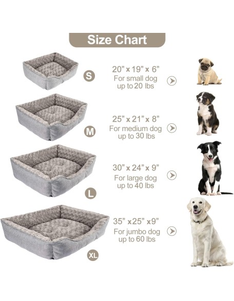Dog Bed for Large Medium Small Dogs Soft Washable Pet Bed Orthopedic Dog Sofa Bed Breathable Rectangle Sleeping Bed Anti-Slip Bottom(30'', Grey)