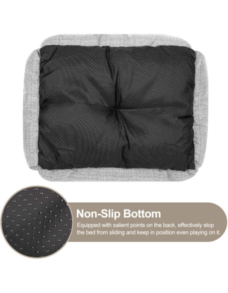 Dog Bed for Large Medium Small Dogs Soft Washable Pet Bed Orthopedic Dog Sofa Bed Breathable Rectangle Sleeping Bed Anti-Slip Bottom(30'', Grey)