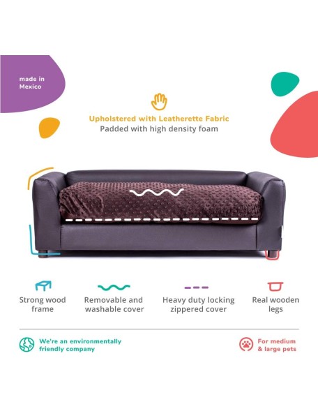 Keet Fluffy Deluxe Pet Bed, Chocolate, Large (40x23x13)
