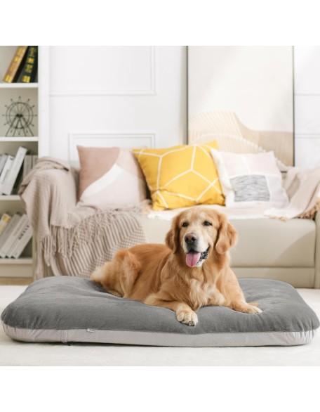 Magic Dog Super Soft Extra Large Dog Bed, 47 Inches Orthopedic Foam Dog Beds for XL Dogs, Jumbo Pet Bed with Anti Slip Bottom, Dog Sleeping Mattress with Removable and Washable Cover, Grey