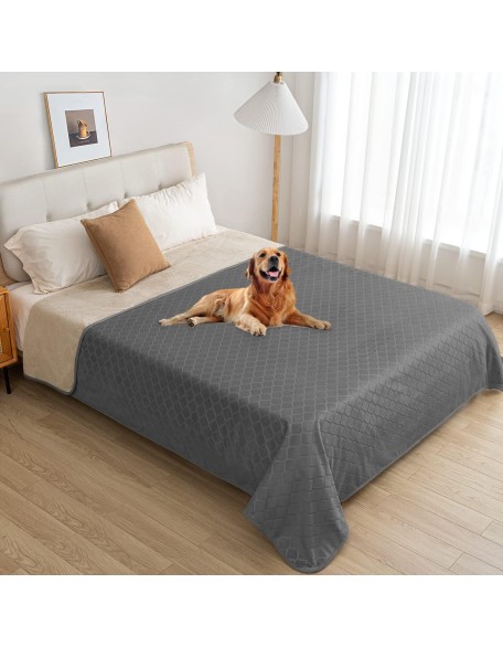 Waterproof Dog Blanket Bed Cover Dog Crystal Velvet Moroccan Fuzzy Cozy Plush Pet Blanket Throw Blanket for Couch Sofa(82 * 102 inch, Dark grey+Beige)