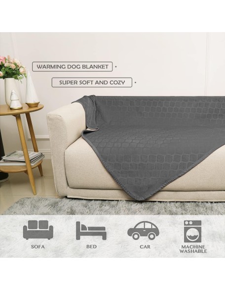 Waterproof Dog Blanket Bed Cover Dog Crystal Velvet Moroccan Fuzzy Cozy Plush Pet Blanket Throw Blanket for Couch Sofa(82 * 102 inch, Dark grey+Beige)