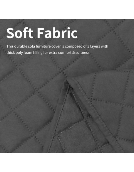 Sectional Couch Covers for Dogs, Reversible L Shaped Sofa Cover, Water Resistant Chaise Lounge Cover Furinture Protector for Kids Pets (Small, Dark Gray/Dark Gray)