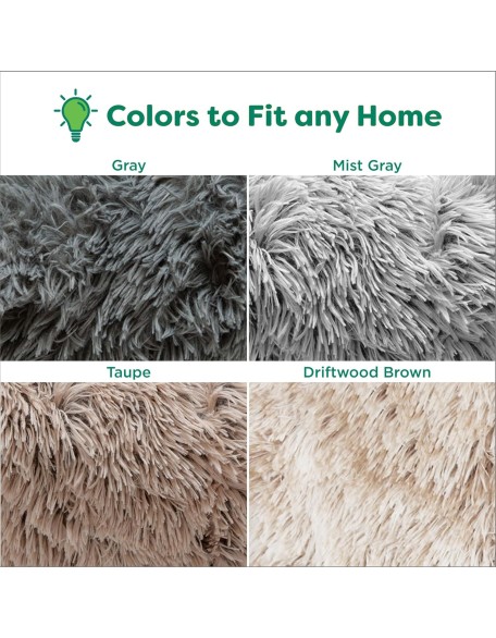 Waterproof Throw Blanket for Dogs & Indoor Cats, Washable - Shaggy Plush Calming Long Faux Fur & Velvet Dog Blanket - Mist Gray, Extra Large/XL