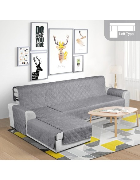 100% Waterproof Sectional Couch Covers L Shaped Sofa Covers Chaise Lounge Cover 3pcs Reversible Couch Covers for Sectional Sofa Pet Kids Furniture Protector with Elastic Straps(Small, Gray)