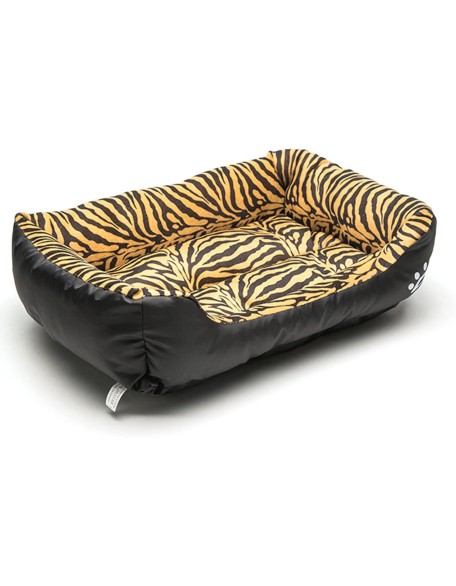 Large Pet Sofa Dog Bed Warm Calming Medium Washable Orthopedic Dog Basket Cushion Pad Anti Anxiety Mattress,Tiger Pattern,XXL 95x72cm