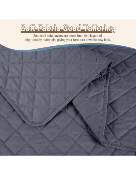 100% Waterproof Sectional Couch Covers, Reversible L Shaped Sofa Covers 3pcs Sofa Slipcovers for Sectional Chaise Slipcover for Pets Kids (Large, Dark Gray)