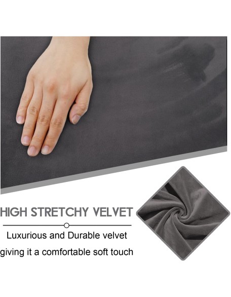 7-Piece Sectional Sofa Covers, Velvet Stretch Reclining Couch Covers for Reclining L Shape Sofa, Thick, Soft, Washable (Dark Grey, 5 Seat Recliner Cover)