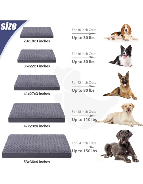 Dog Crate Bed Waterproof Dog Beds for Medium Dogs Rose Velvet Soft Fluffy Washable Dog Bed with Removable Cover & Anti-Slip Bottom, 35 x 22 Inch, Gray