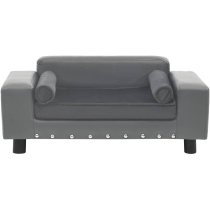 Dog Sofa Gray 31.9"x16.9"x12.2" Plush and Faux Leather