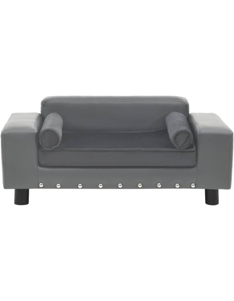 Dog Sofa Gray 31.9"x16.9"x12.2" Plush and Faux Leather