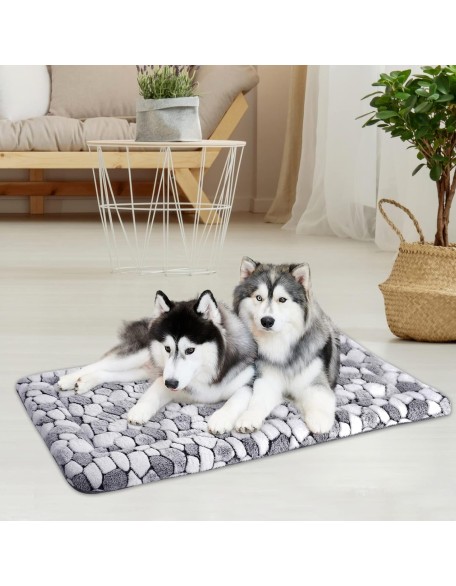 Stylish Dog Crate Pad Bed Mat Reversible (Cool & Warm), Soft Pet Sleeping Mat Dog Bed for Crate Suitable for Small to XX-Large Dogs and Cats, Machine Washable Crate Beds,Grey Stone Pattern