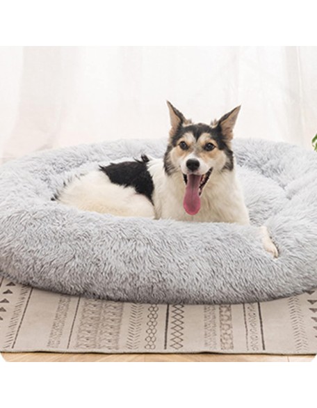 Non-Slip Dog or Cat Beds Multiple Sizes, Calming Pet Beds for Indoor Cat Kennel Bed Pet Sofa, Round Cushion Cuddler Puppy Sofa, Machine Washable,160cm/63in,White