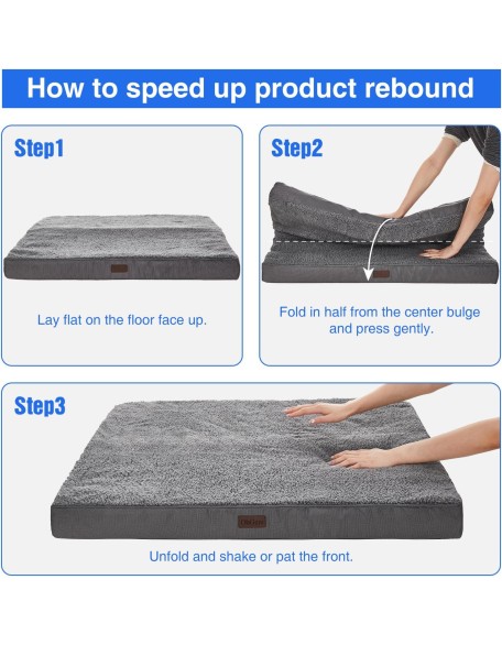 Orthopedic Dog Beds for Large Dogs,Dog Bed with Plush Egg Foam Support and Non-Slip Bottom, Waterproof and Machine Washable Removable Pet Bed Cover