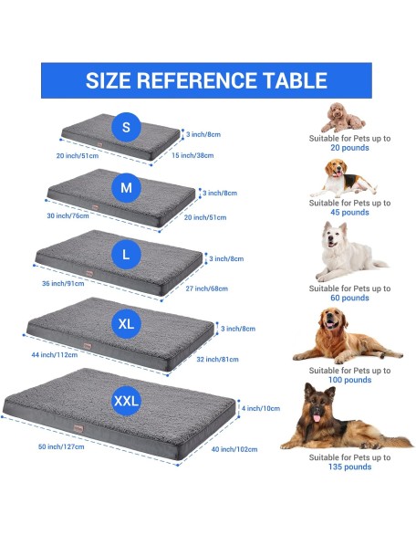 Orthopedic Dog Beds for Large Dogs,Dog Bed with Plush Egg Foam Support and Non-Slip Bottom, Waterproof and Machine Washable Removable Pet Bed Cover