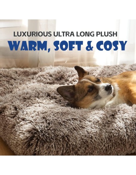Dog Bed Crate Pad Plush Soft Dog Crate Bed for Small Medium Large Dogs and Cats Washable Anti-Slip Kennel Crate Mats for Sleeping and Anti AnxietyS