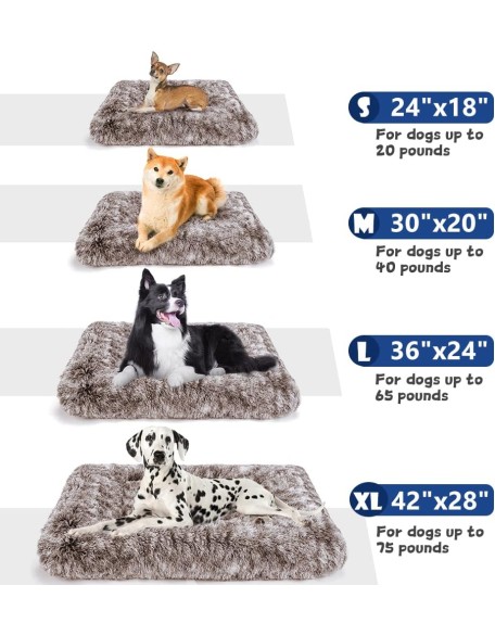 Dog Bed Crate Pad Plush Soft Dog Crate Bed for Small Medium Large Dogs and Cats Washable Anti-Slip Kennel Crate Mats for Sleeping and Anti AnxietyS