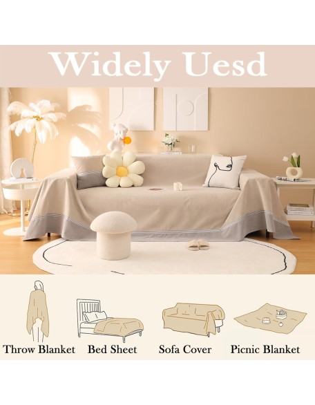 Waterproof Sofa Cover for Pets, Light Khaki Couch Covers for Sectional Sofa, Simple Style Sofa Covers for 2-3 Cushion Couch, Waterproof, Durable and Washable, XL 79" x 118"