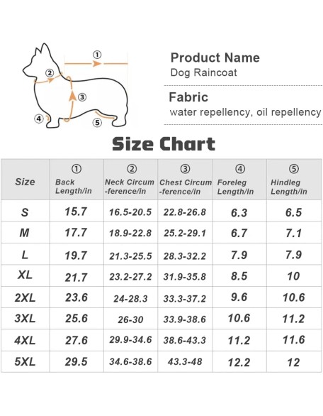 Dog Raincoat, Adjustable Pet Waterproof Poncho with Reflective Strap & Harness Hole, Exclusive Brush Camo Puppy Rain Jacket for Small, Medium & Large Dogs (5X-Large)