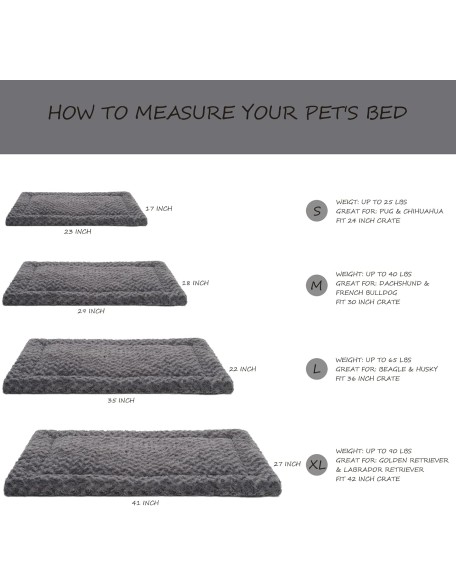 Washable Dog Bed Mat Reversible Dog Crate Pad Soft Fluffy Pet Kennel Beds Dog Sleeping Mattress for Large Jumbo Medium Small Dogs, 35 x 22 Inch, Gray