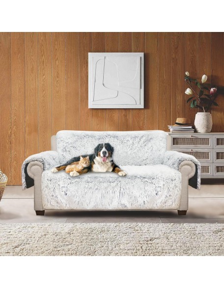 Plush Couch Cover for Sofa and Furniture, Water Resistant Slipcover, Non-Slip, Easy-to-Install, Prefect for Kids,Dogs,Cats.(Sofa Style,Magic Gray)