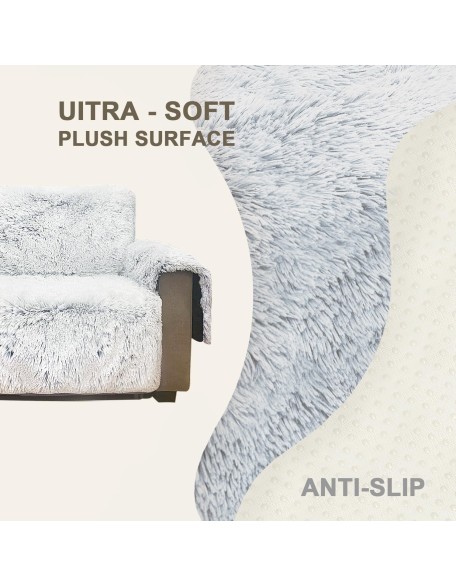 Plush Couch Cover for Sofa and Furniture, Water Resistant Slipcover, Non-Slip, Easy-to-Install, Prefect for Kids,Dogs,Cats.(Sofa Style,Magic Gray)