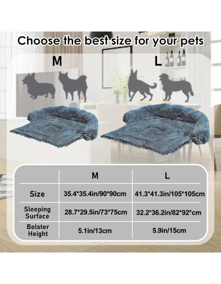 Premium Calming Dog Couch Bed Sofa Bed,Fluffy Plush Dog Bed Mat with Removable Washable Cover for Furniture Protector for Small,Medium, Large,and X-Large Dogs and Cats