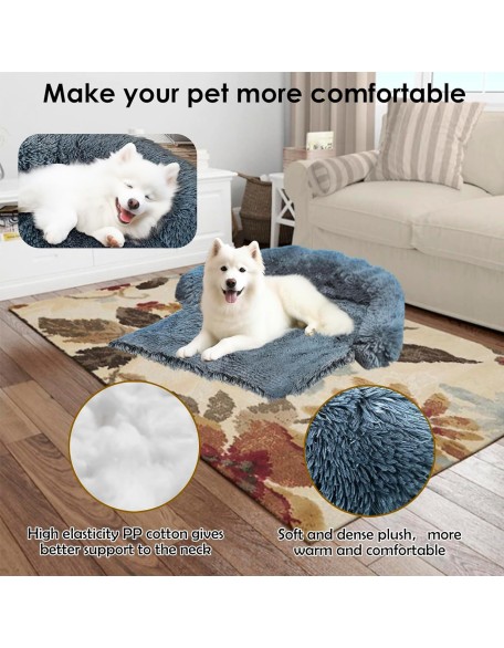 Premium Calming Dog Couch Bed Sofa Bed,Fluffy Plush Dog Bed Mat with Removable Washable Cover for Furniture Protector for Small,Medium, Large,and X-Large Dogs and Cats