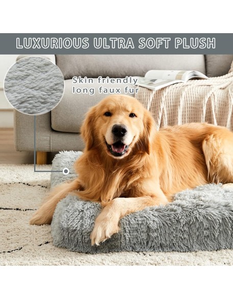 Extra Large Dog Bed, XXL Orthopedic Egg Crate Foam Dog Bed with Removable Washable Cover, Waterproof Dog Mattress Nonskid Bottom, Comfy Anti Anxiety Pet Bed Mat, 47x29 inch, Gray