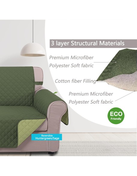 4 Seater Sofa Cover 91 Inch Large Couch Covers for 4 Cushion Couch with Elastic Straps Water Resistant Furniture Protector Cover for Pets Cat (Sofa XX-Large, Huntergreen/Sage)