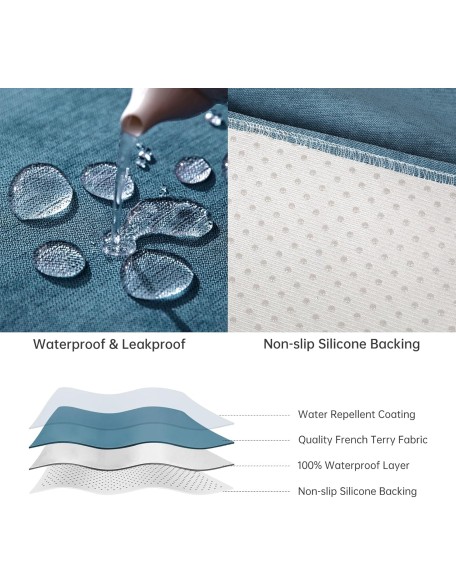 Waterproof Sofa Cover Anti Slip Couch Cover Leakproof Couch Throw Slipcover for Sectional L Shaped Sofa Universal Furniture Protector for Pets Dogs Cats, Navy Blue 79" x 134"
