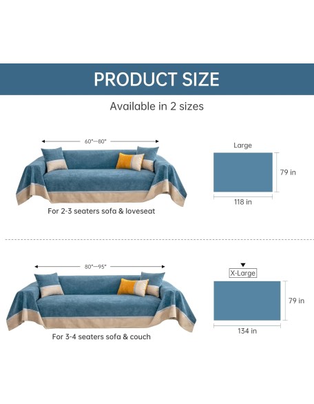 Waterproof Sofa Cover Anti Slip Couch Cover Leakproof Couch Throw Slipcover for Sectional L Shaped Sofa Universal Furniture Protector for Pets Dogs Cats, Navy Blue 79" x 134"