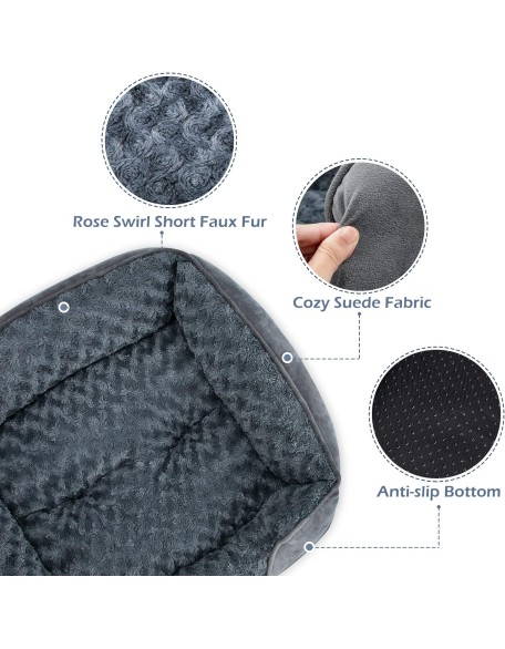 XX-Large Dog Bed for Large Medium Small Dogs, Rectangle Washable Dog Bed, Orthopedic Dog Bed, Soft Calming Sleeping Puppy Bed Durable Pet Cuddler with Anti-Slip Bottom XXL(42"x30"x10")
