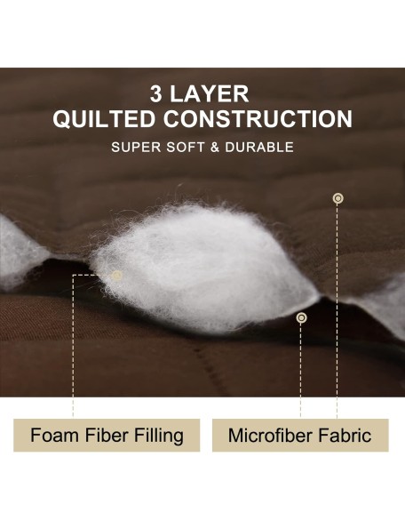 4 Seater Sofa Slipcover Reversible Couch Cover Dog Couch Cover Protector with Elastic Straps Enduring Sofa Covers for 4 Cushion Couch (4 Seater Sofa, Chocolate/Beige)