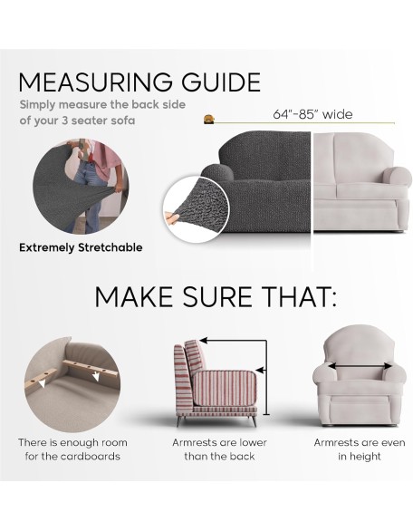 Sofa Slipcover - Stretch Sofa Cover - 3 Seater Couch Protector Cover for Pet and Kids - Shiny Soft Velvet Couch Slip Cover - Easy to Clean Sofa Slipcovers - Fuco Velvet - Champagne
