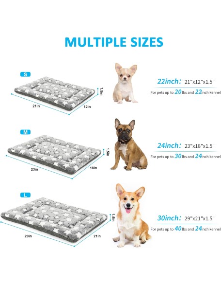 Dog Bed Mat, Reversible Crate Pad for Medium Small Dogs, Machine Washable, Portable and Soft Pet Bed Pad/Mat for 22-inch Kennel